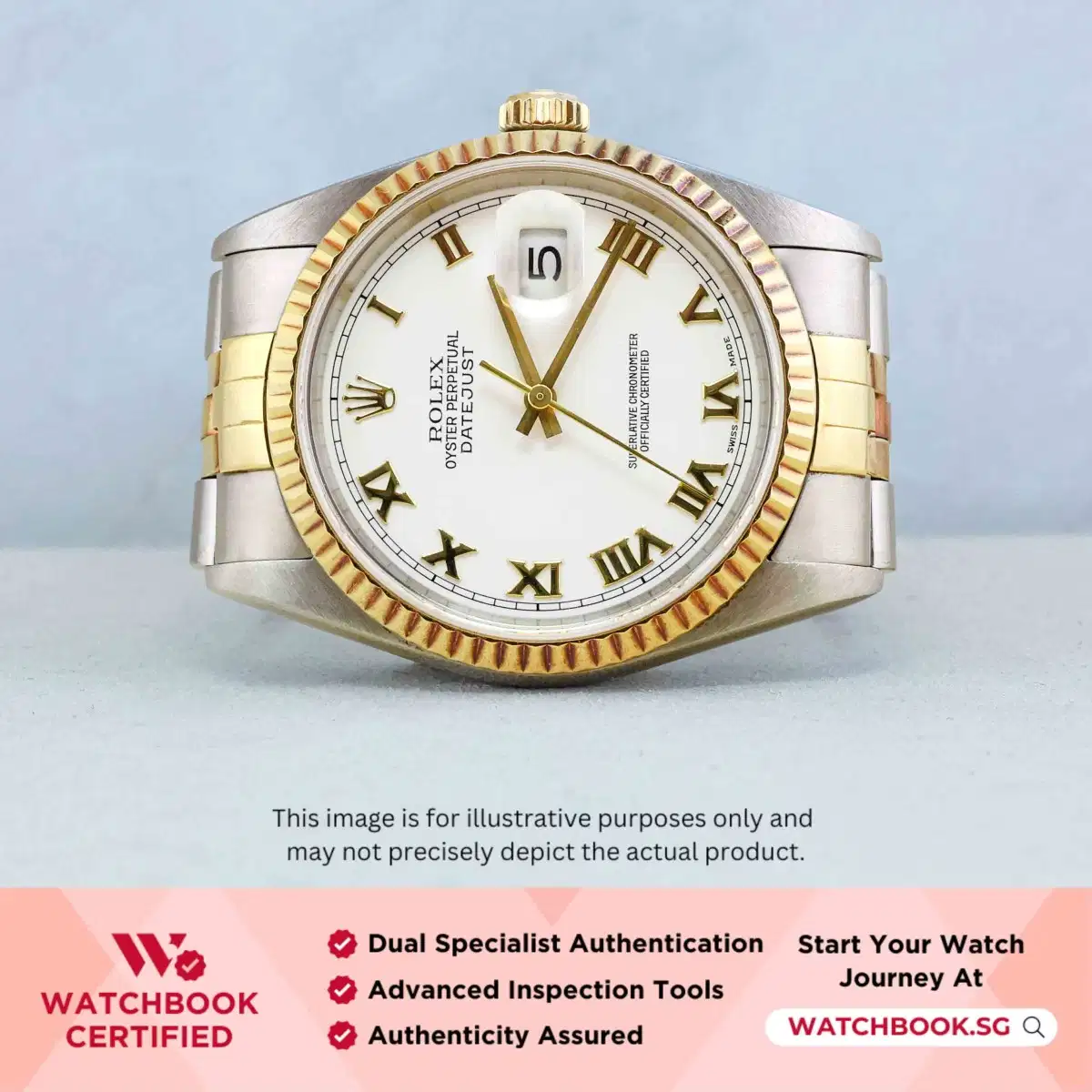 Rolex Datejust 16233 White w Gold Roman Jubilee thumbnail