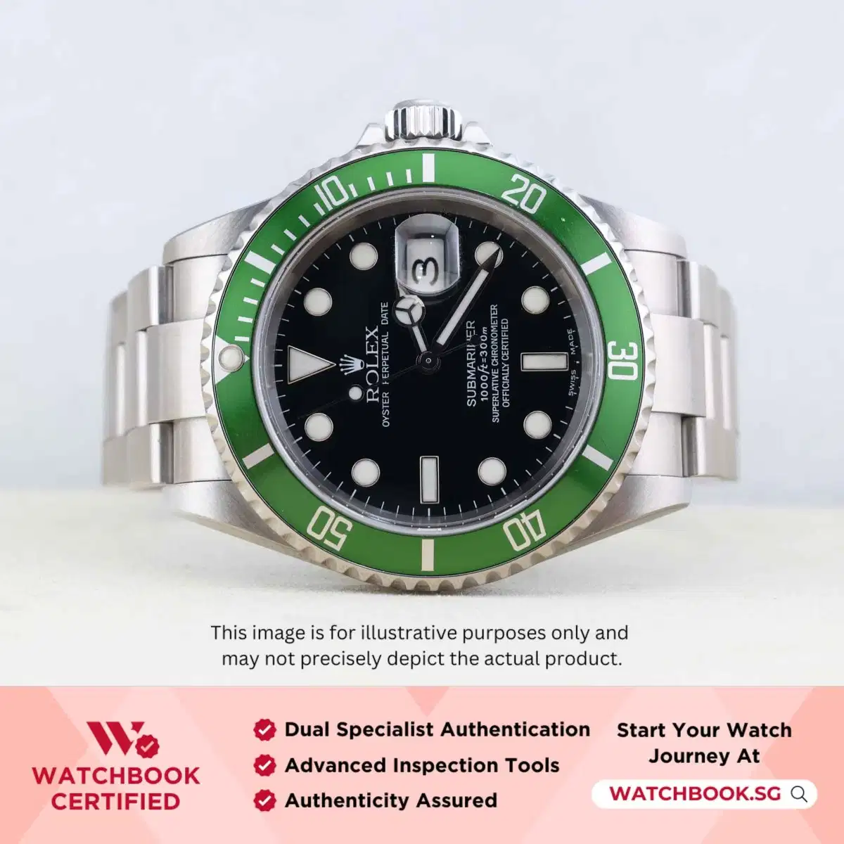 Rolex Submariner Kermit Flat 4 16610LV Black Oyster thumbnail