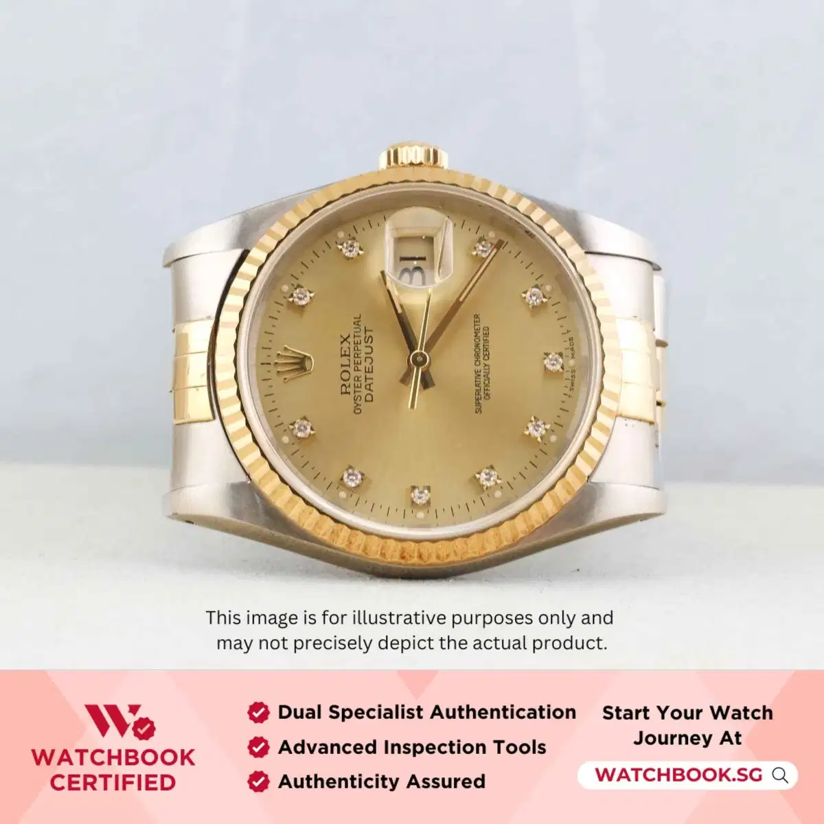 Rolex Datejust 16233 Champagne with 10 point Diamond Index Jubilee thumbnail