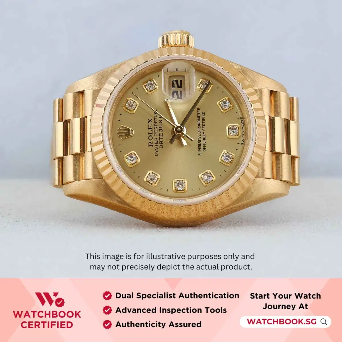 Rolex Datejust 69178 Champagne w 10 Point Diamonds President thumbnail
