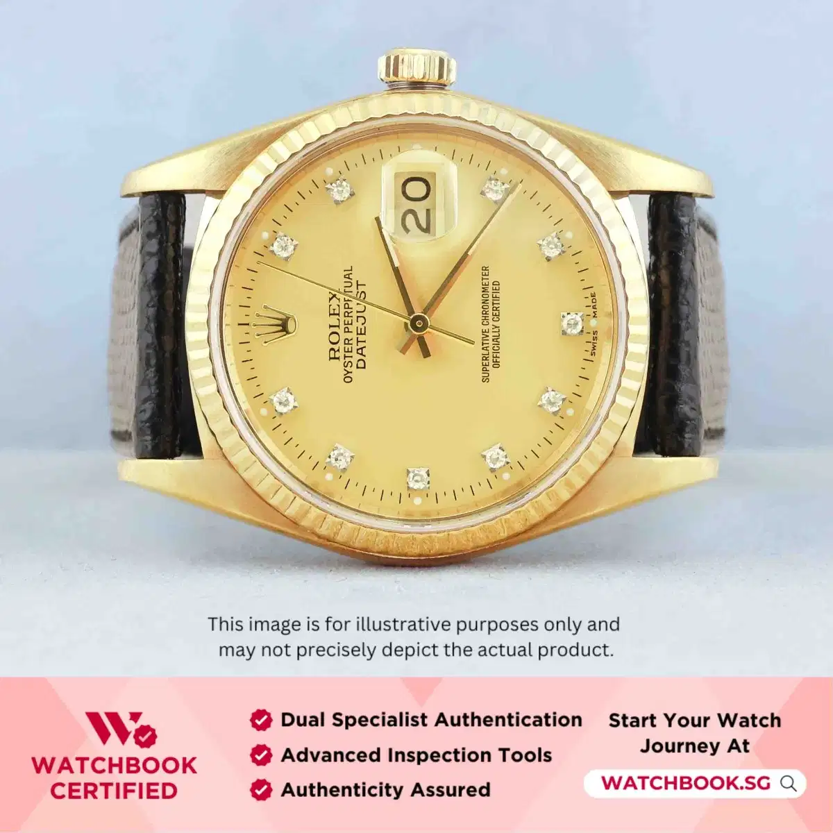 Rolex Datejust 16018 Lemon w 10 Point Diamonds Leather thumbnail