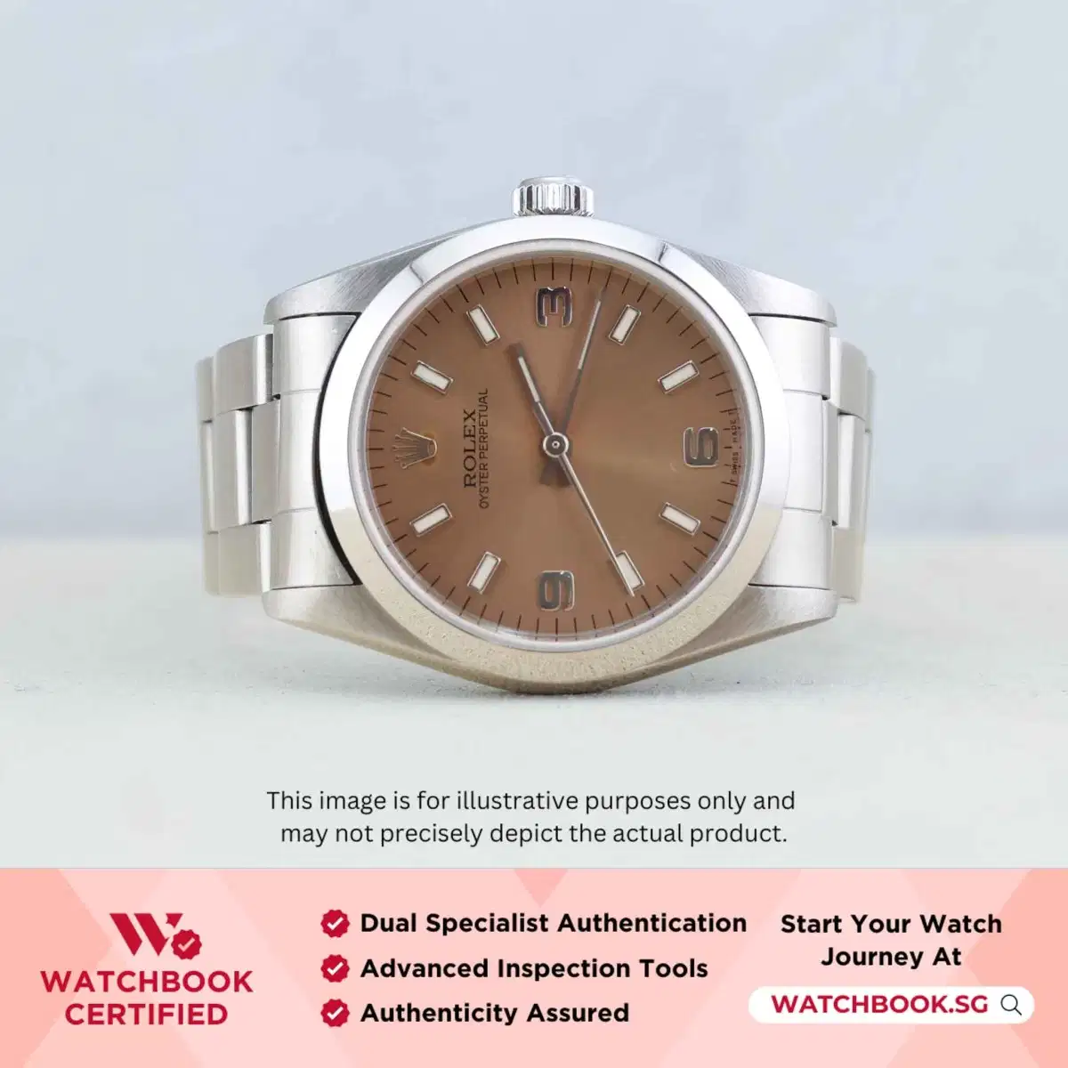 Rolex Oyster Perpetual 67480 Pink index w 3,6,9 Arabic Oyster thumbnail