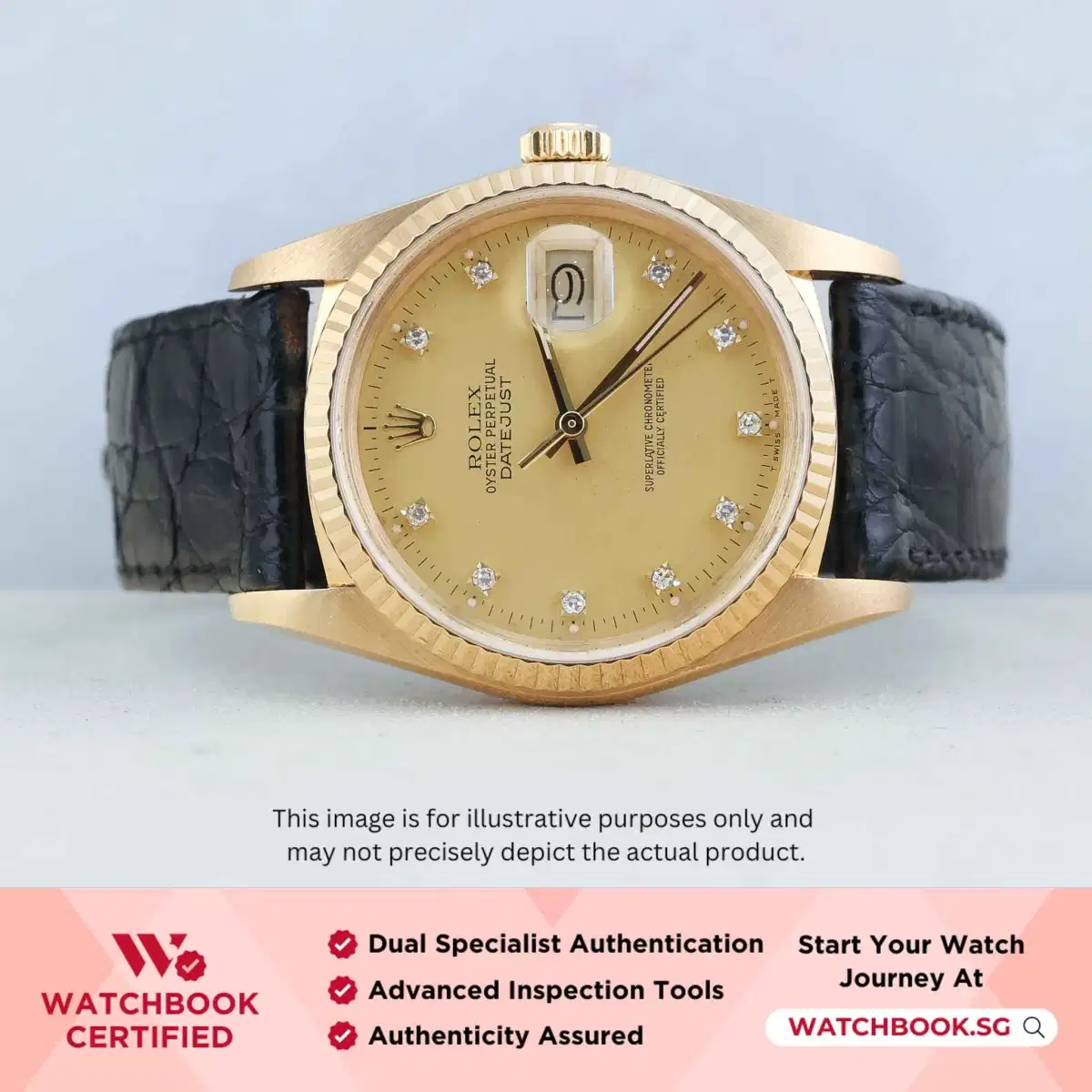 Rolex Datejust 16018 Champagne w 10 Points Diamond Leather thumbnail
