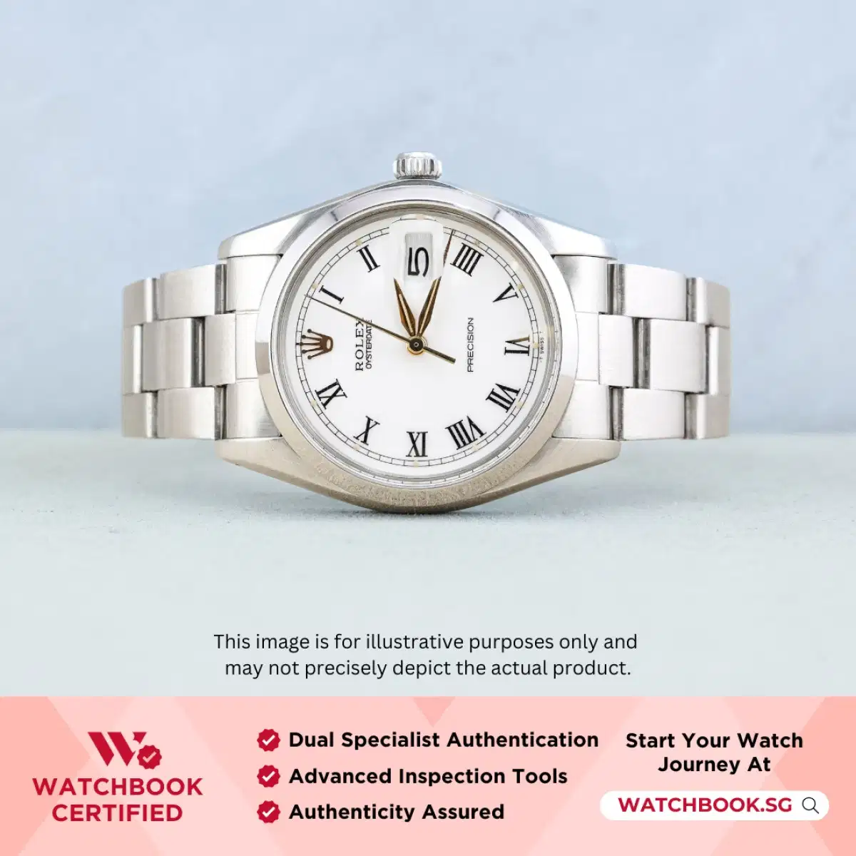Rolex Oysterdate Precision 6694 White Roman Bracelet thumbnail
