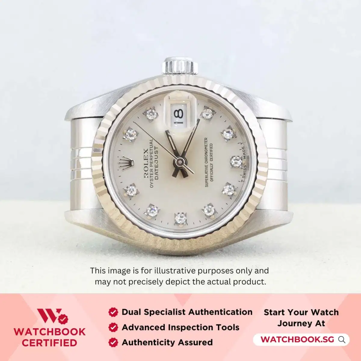 Rolex Datejust 69174 Silver w 10 Point Small Diamonds Jubilee thumbnail