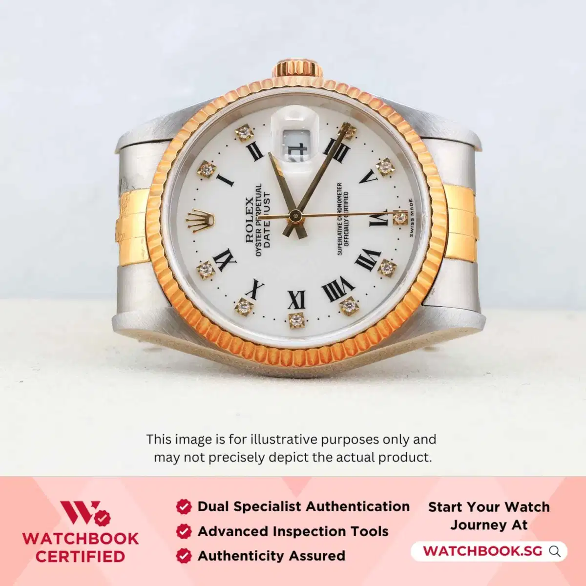 Rolex Datejust 16233 White Roman w 10 Point Diamond Jubilee thumbnail