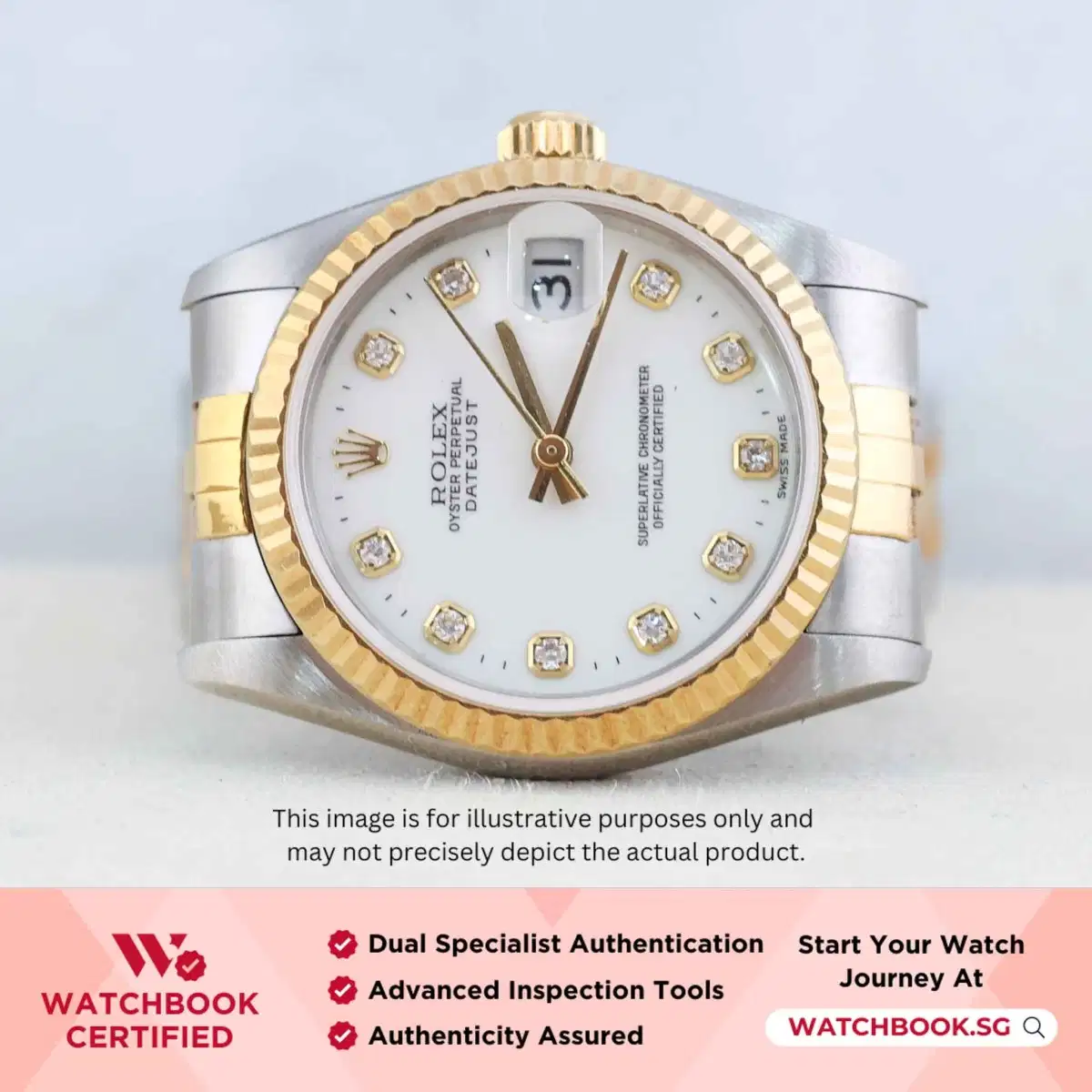 Rolex Datejust 68273 White w 10 Points Diamond Jubilee thumbnail