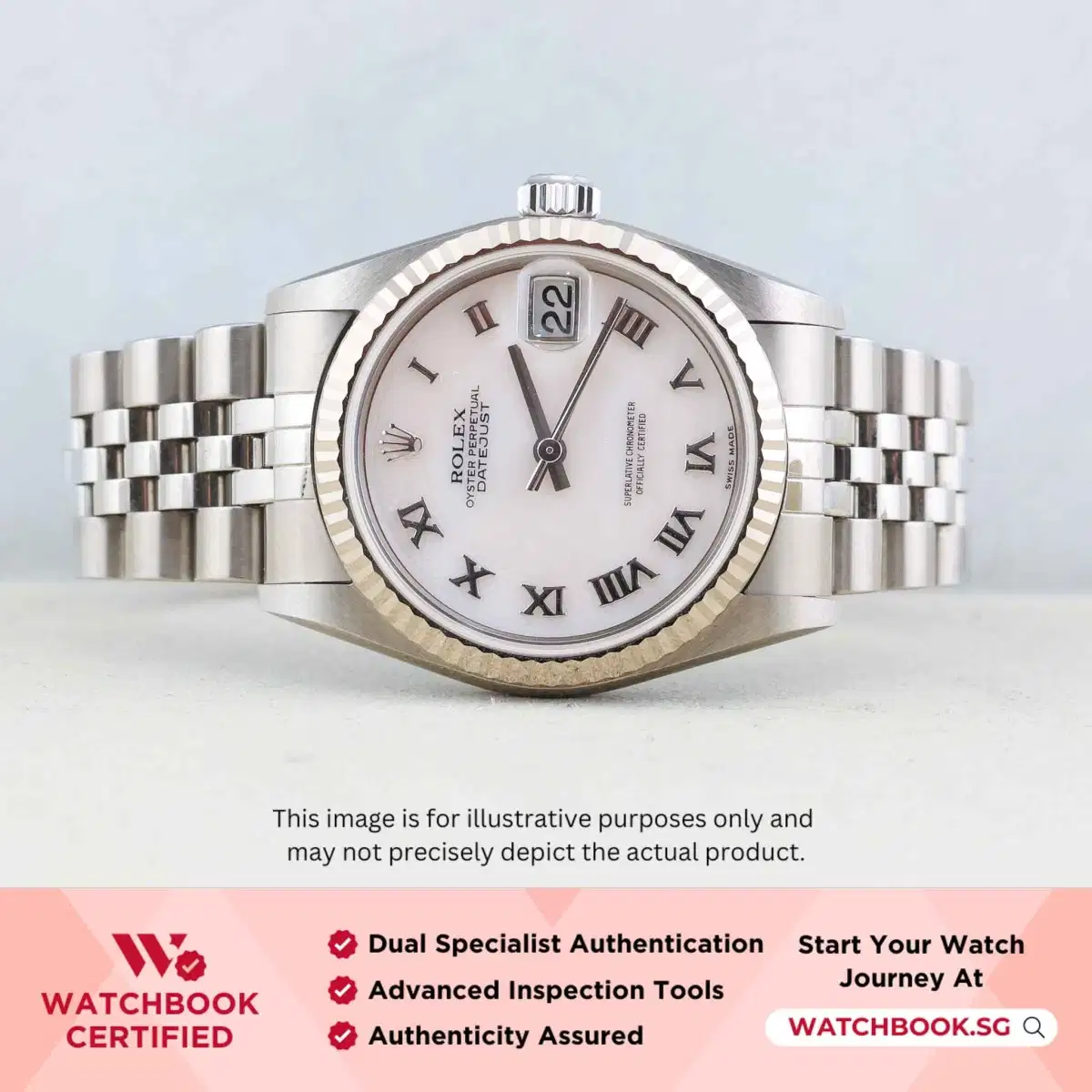 Rolex Datejust 78274 White Mother of Pearl MOP w Roman Jubilee thumbnail