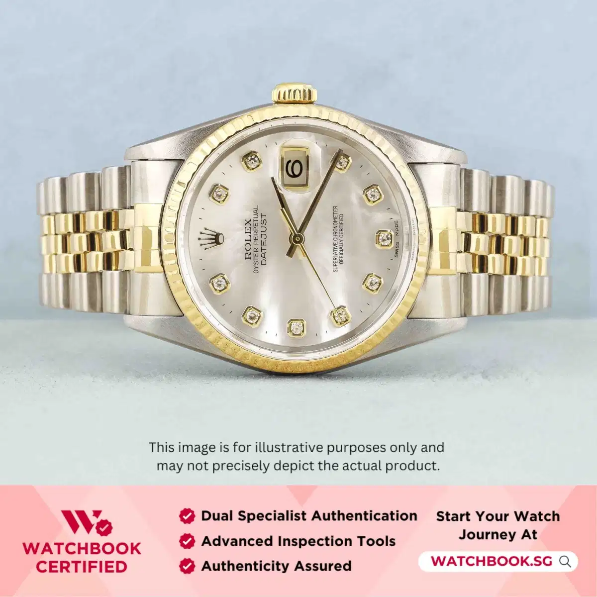 Rolex Datejust 16233 White Mother of Pearl MOP w 10 Point Diamonds Jubilee thumbnail