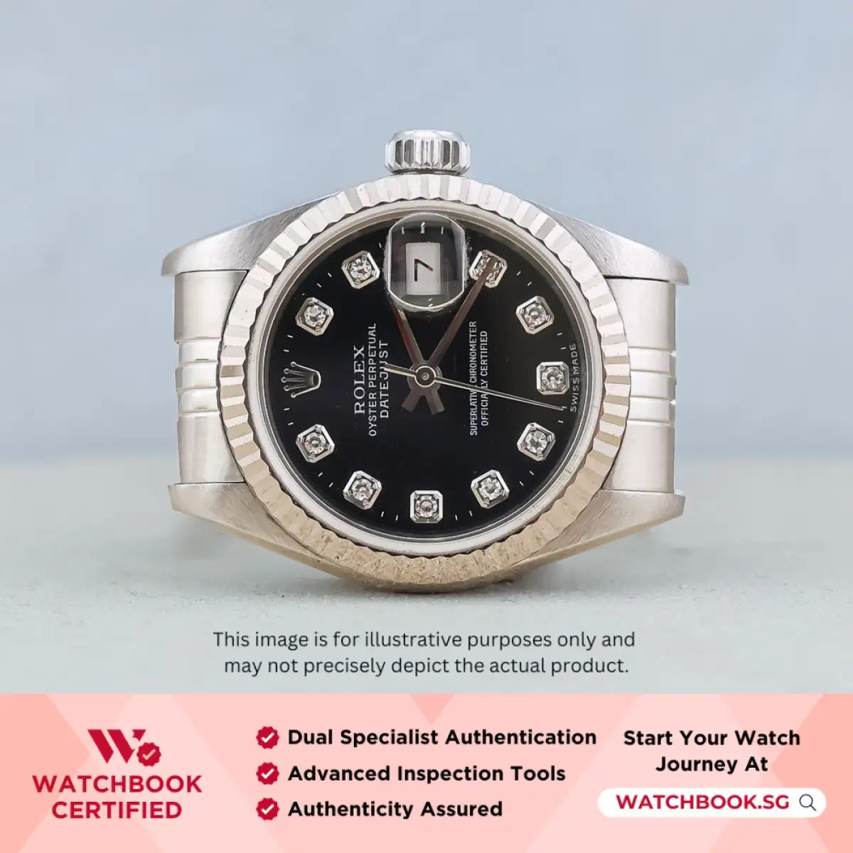 Rolex Datejust 69174 Black 10 Point Diamonds Jubilee thumbnail