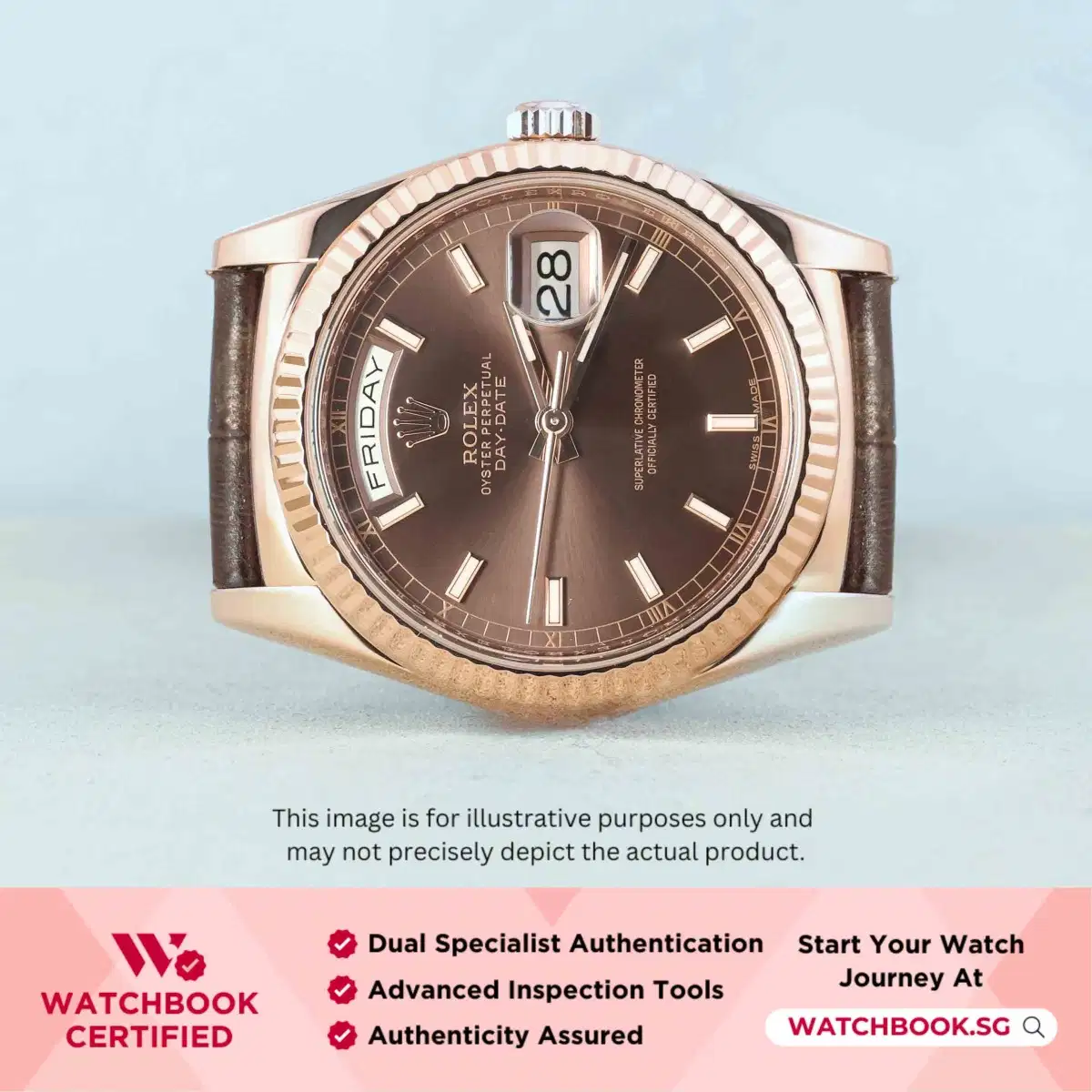 Rolex Daydate 118135 Chocolate Leather