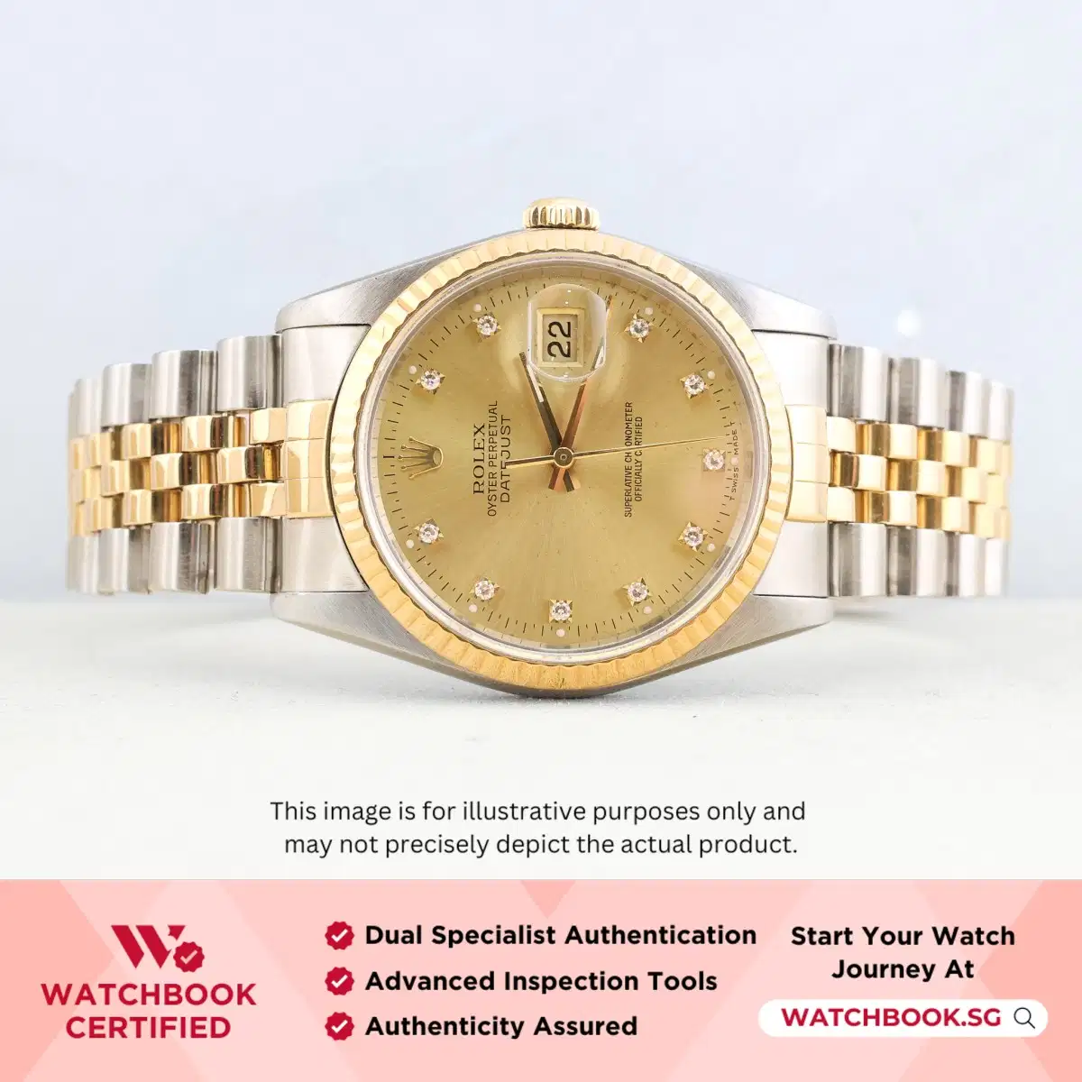 Rolex Datejust 16233 Champagne with 10 point Diamond Index Jubilee thumbnail