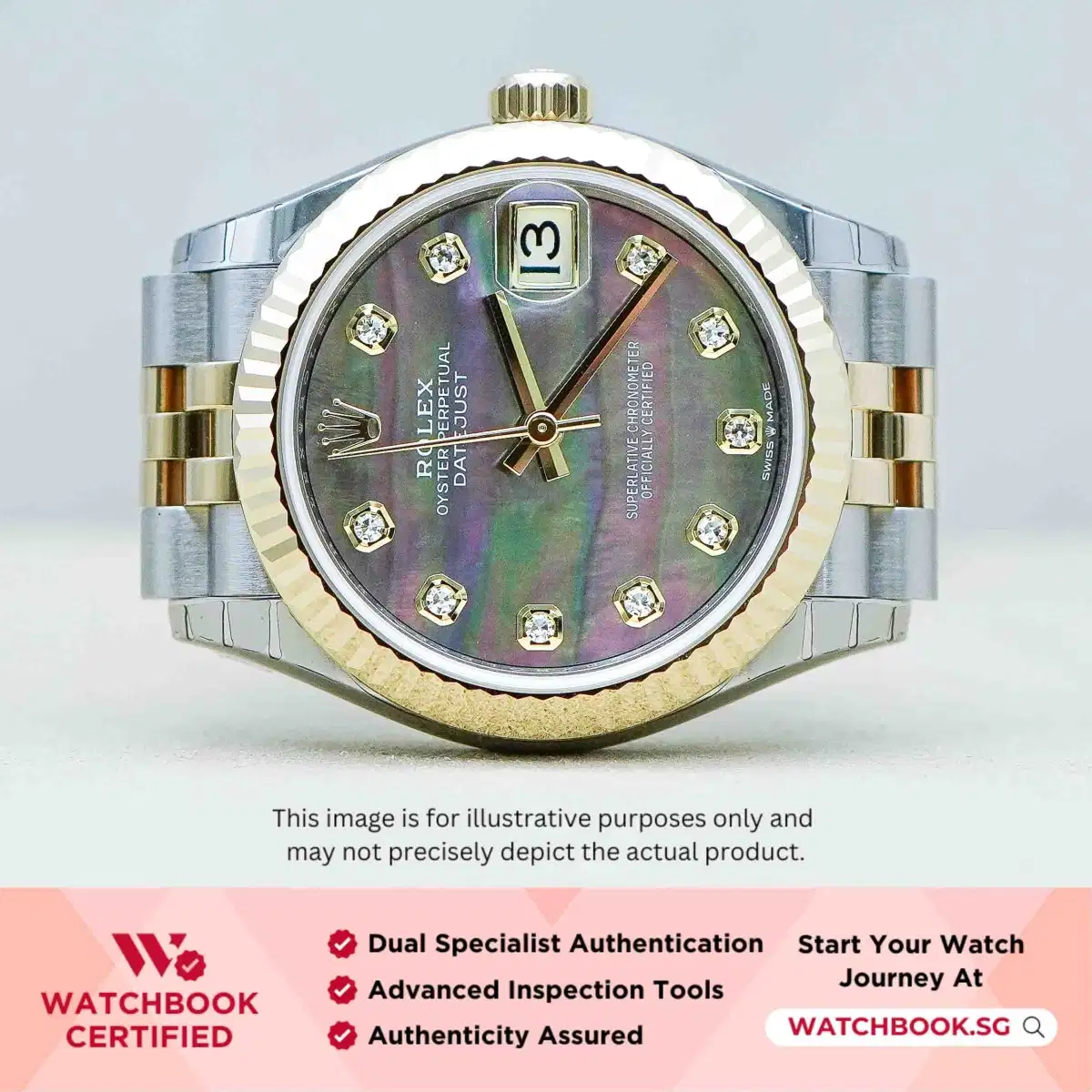 Rolex Datejust 278273 Black Mother of Pearl MOP w 10 Point Diamonds Jubilee