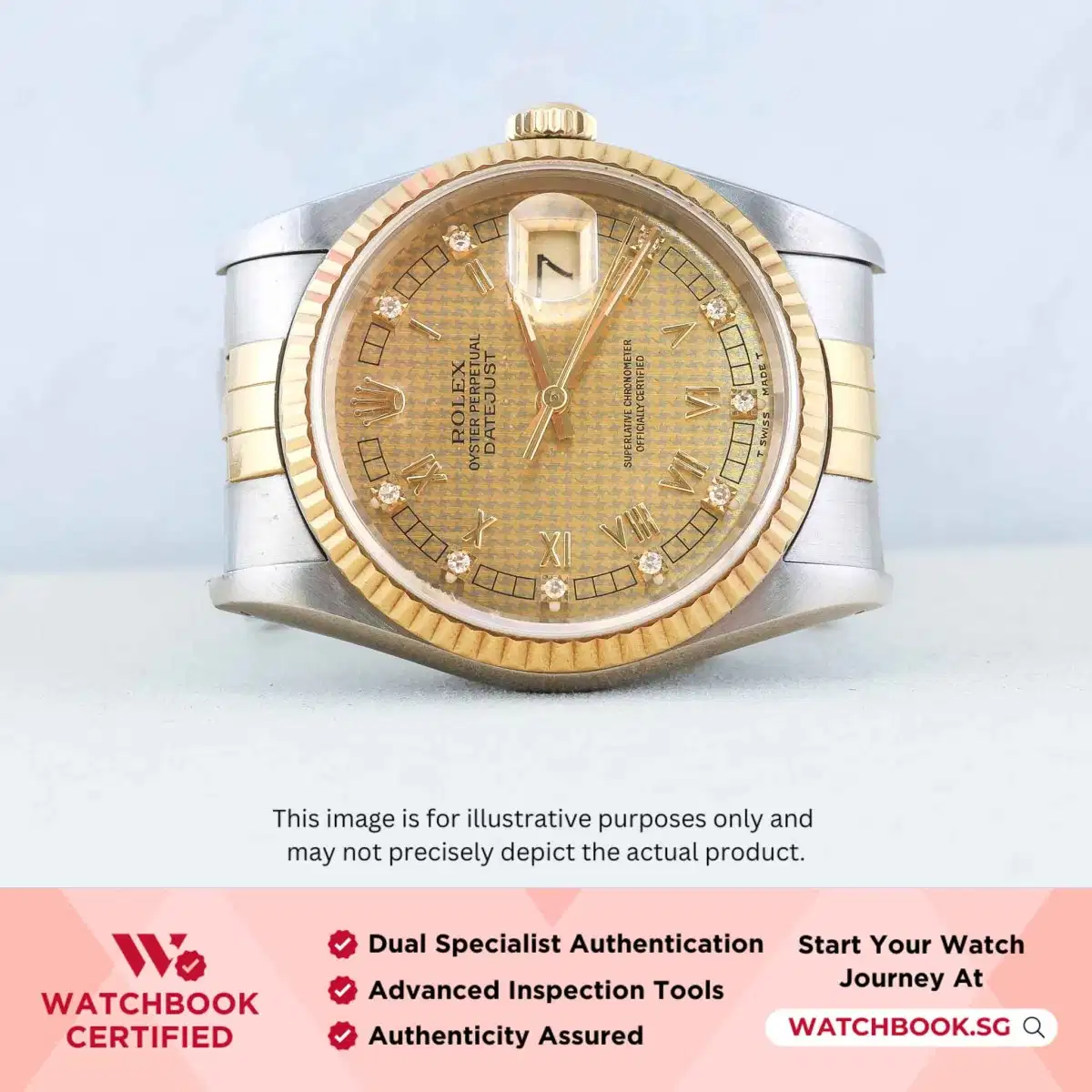 Rolex Datejust 16233 Houndstooth w 10 Point Diamonds Jubilee thumbnail