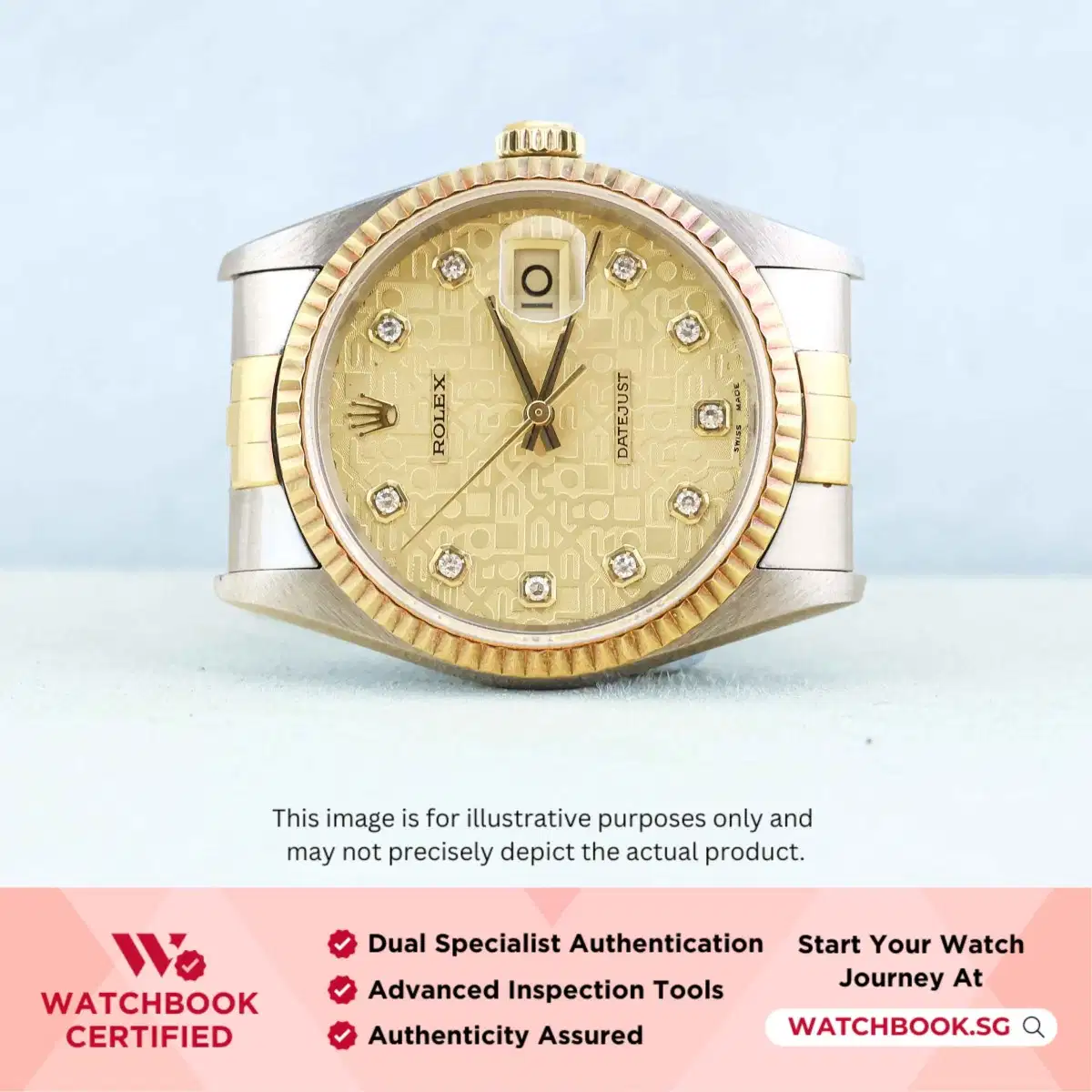 Rolex Datejust 16233 Champagne Computer 10 Point Jubilee thumbnail